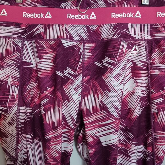 Reebok Revolve Skinny High-rise Capri Sz 2X Yoga Leggings Pink & White - Picture 3 of 11